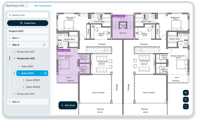 Site drawing and zones